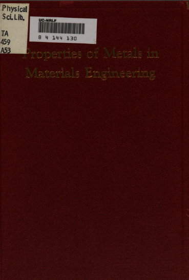 Properties of metals in materials engineering BY Templin - Pdf